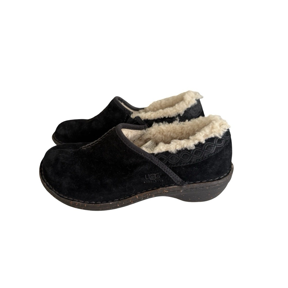 UGG-Betty‎ 1928 Shearling Lined Shoe Women Size 6 Black Leather Slip On
